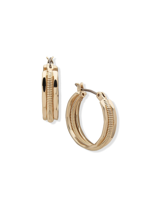 Anne Klein Small Smooth Textured Hoop Earrings