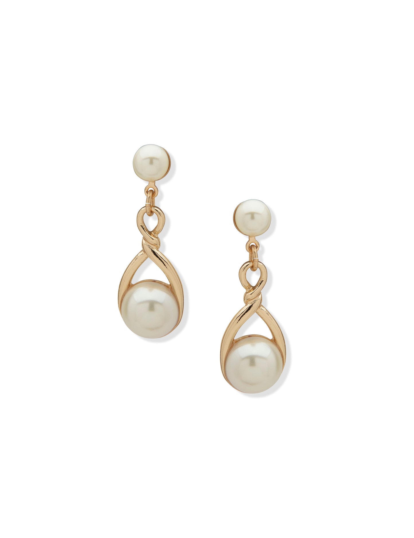 Anne Klein Twisted Pearl Post Linear Earrings