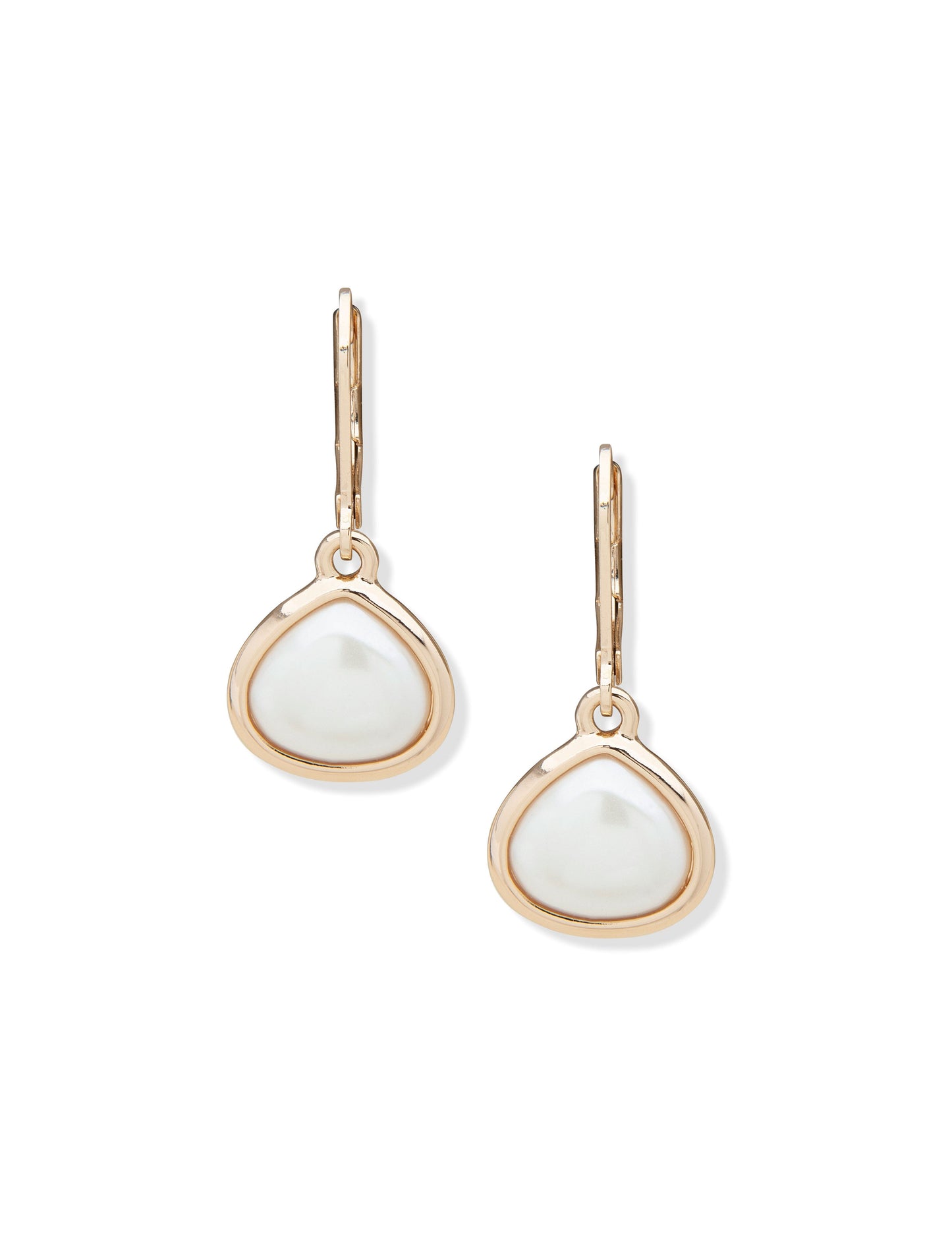 Anne Klein Faux Pearl Drop Earrings in Gold Tone
