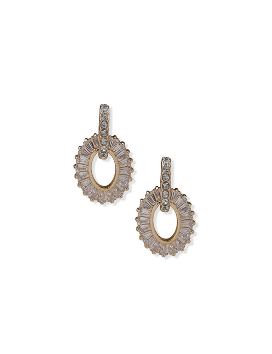 Anne Klein Crystal Pave Baguette Drop Earrings