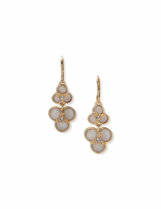Anne Klein Anne Klein Gold-Tone Flower Double Drop Earrings