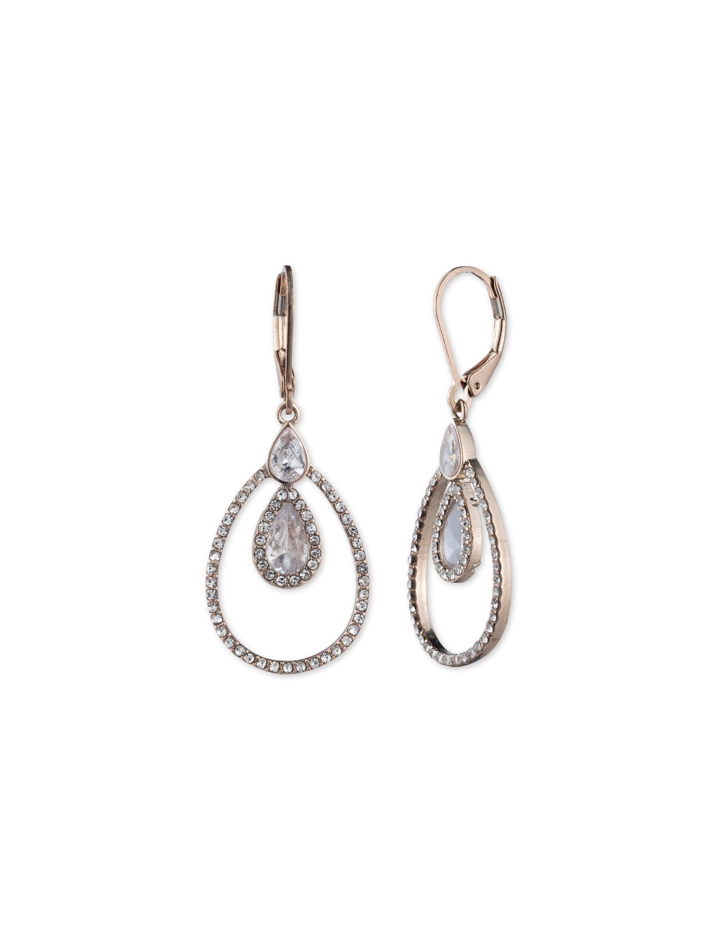 Anne Klein Anne Klein Gold-tone crystal pave rim drop earrings