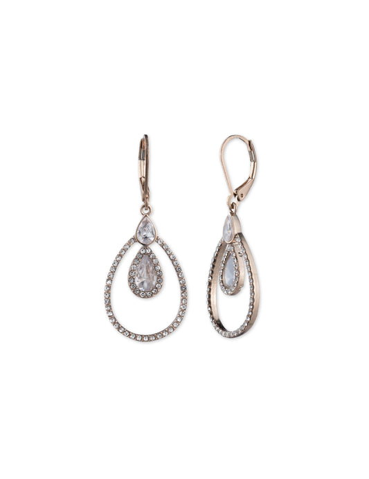 Anne Klein Anne Klein Gold-tone crystal pave rim drop earrings