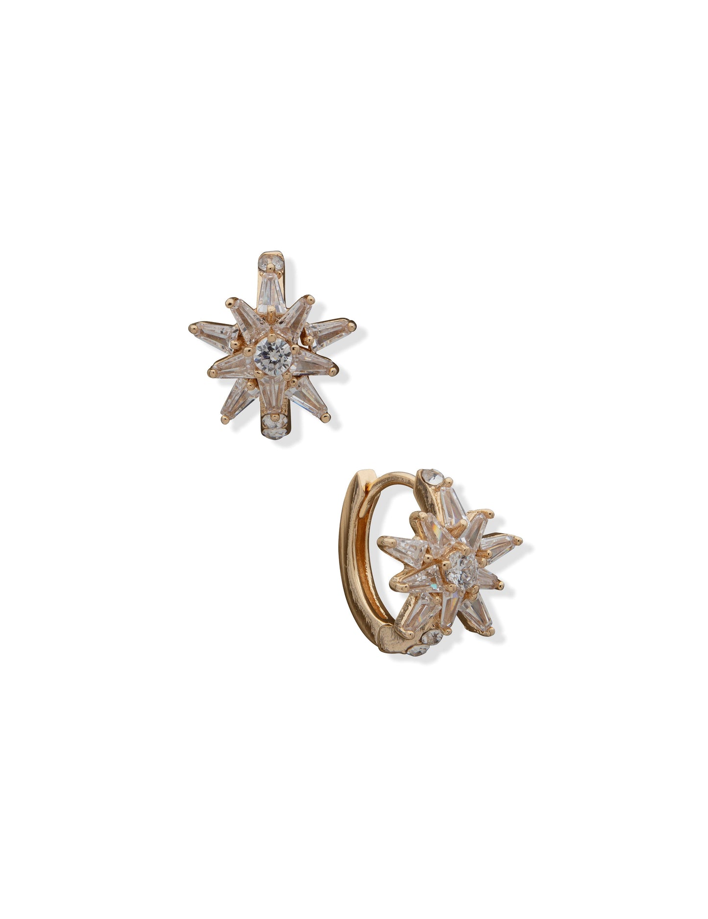 Anne Klein Starburst Crystal Hoop Earrings