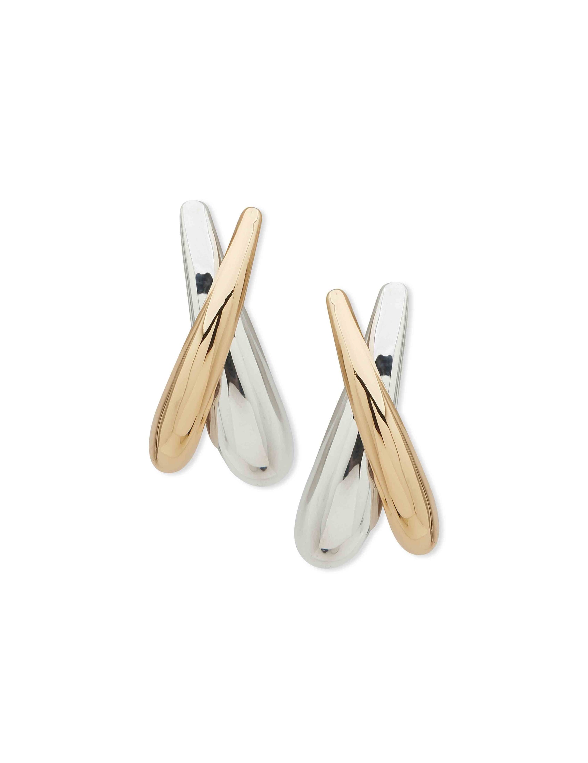 Anne Klein Two Tone Criss Cross Earrings