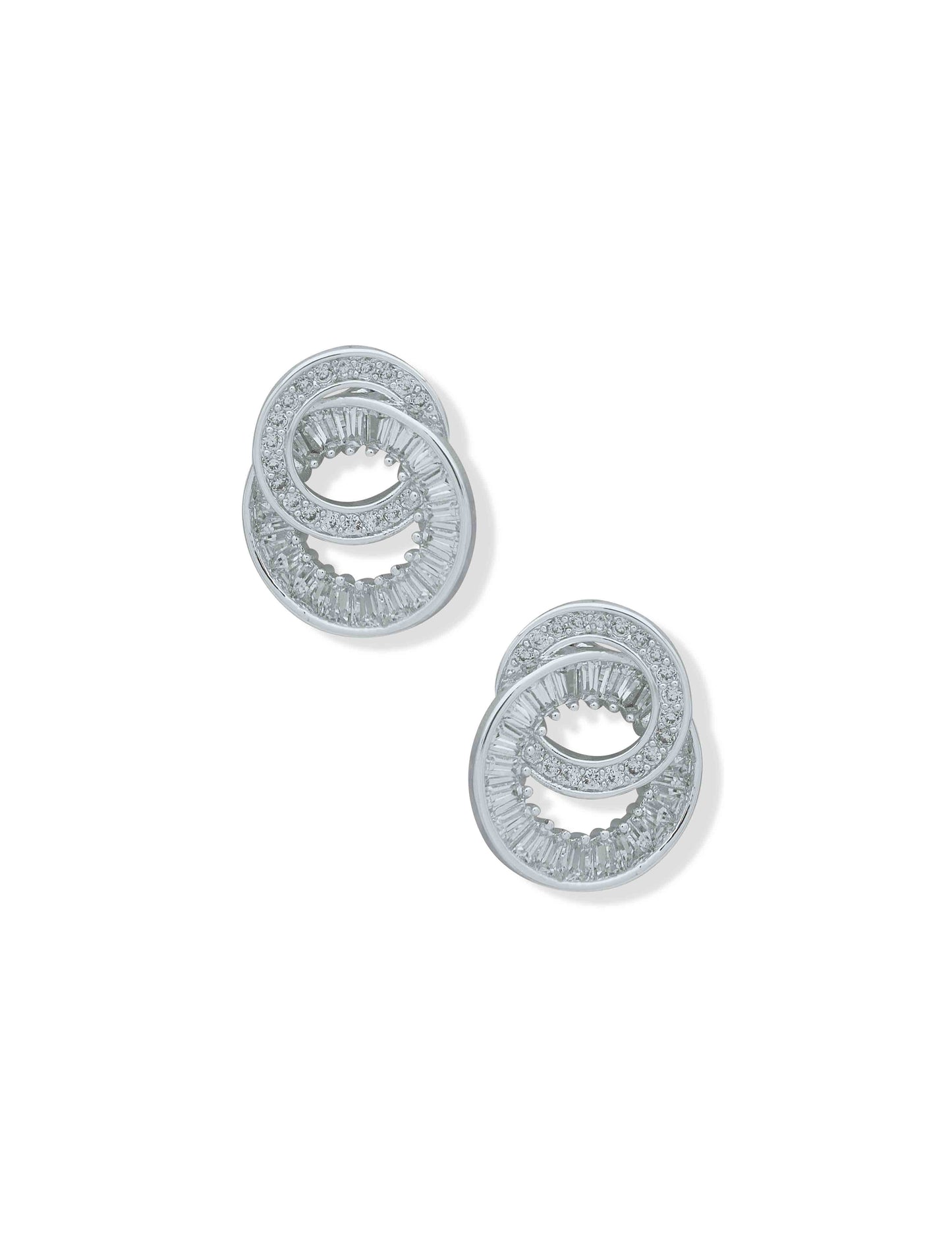 Anne Klein CZ Interlocked Circle Earrings