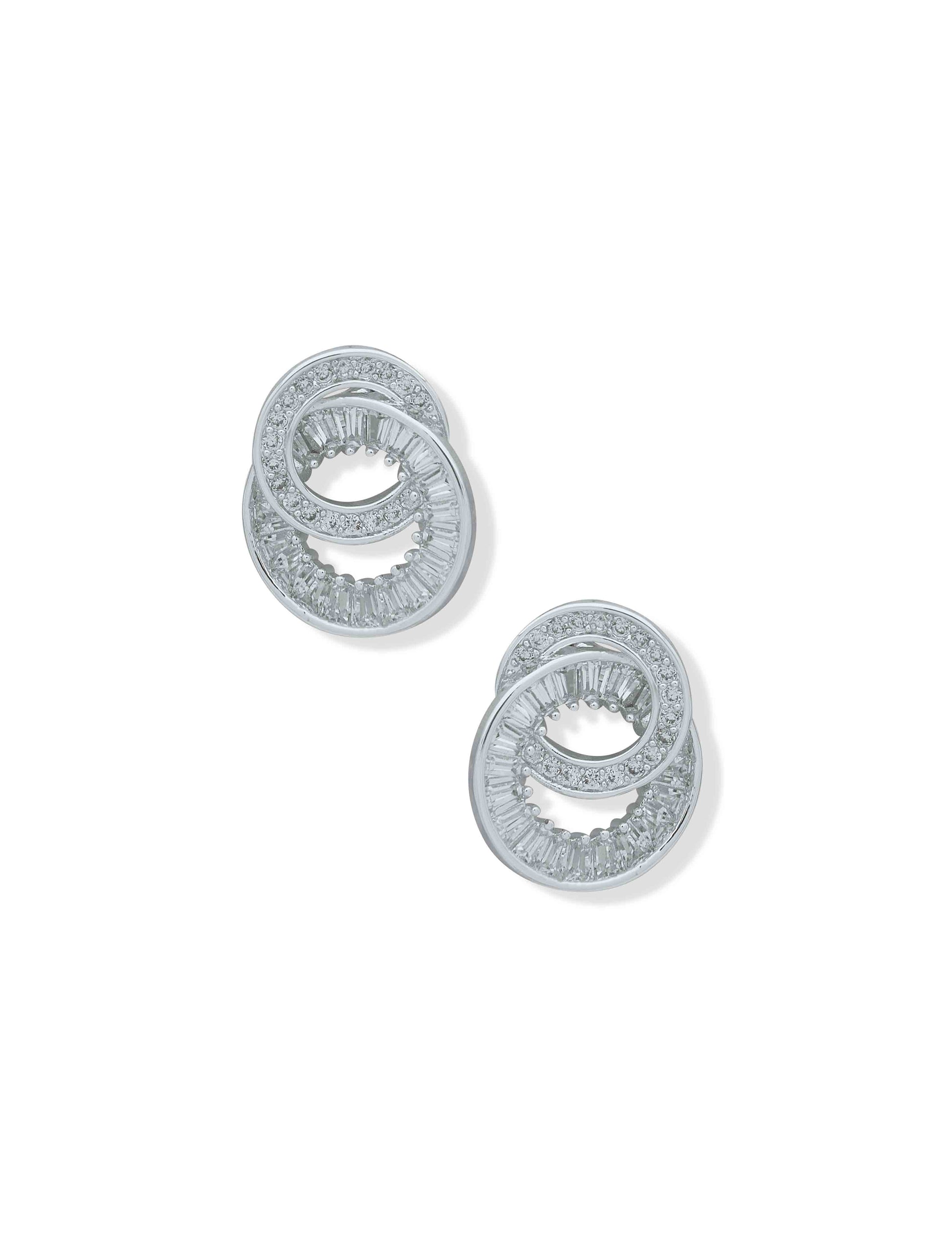 Anne Klein CZ Interlocked Circle Earrings