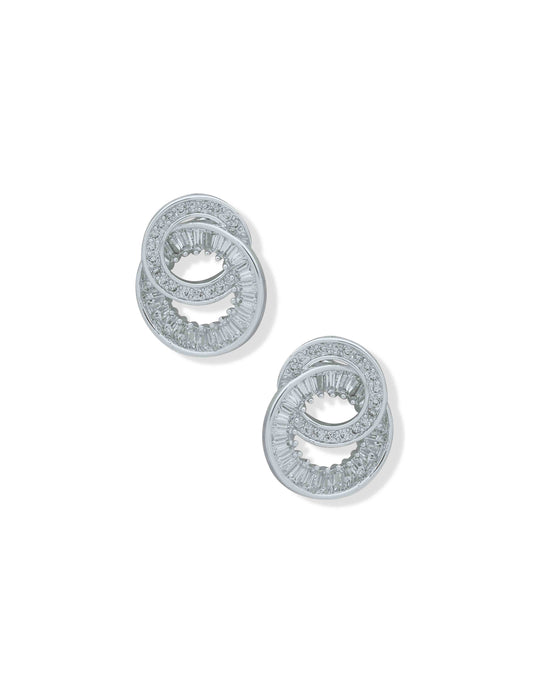 Anne Klein CZ Interlocked Circle Earrings