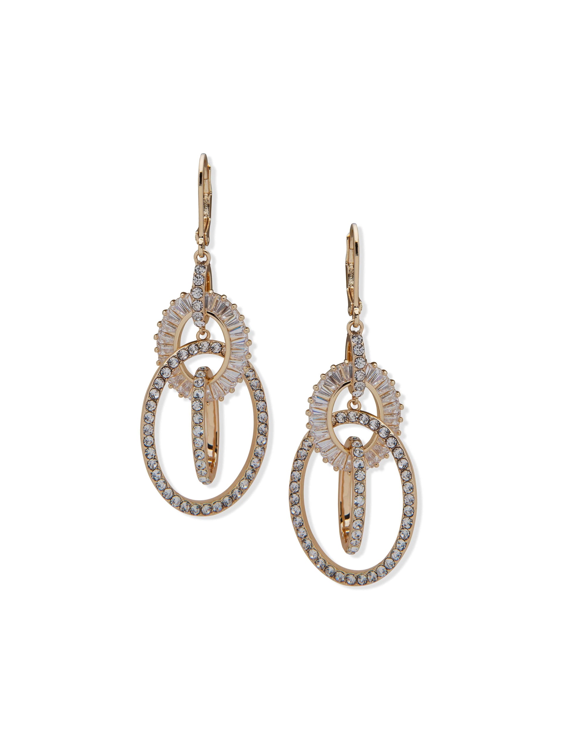 Anne Klein Crystal Pavé Baguette Orbital Drop Earrings