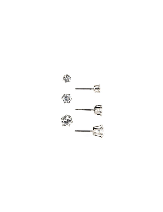 Anne Klein Crystal CZ Stud Earrings Set of 3