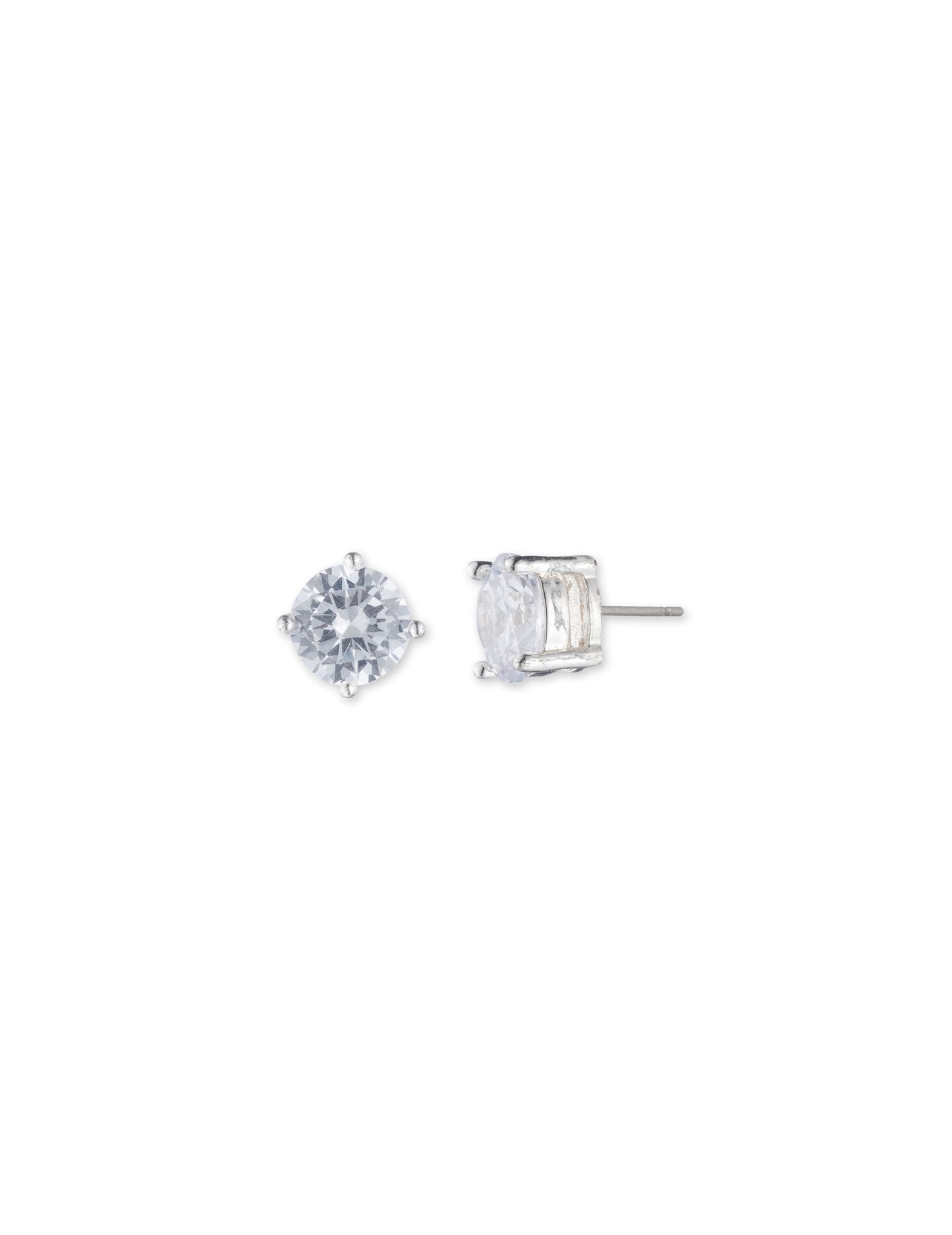 Anne Klein Silver-Tone CZ Stud Earrings