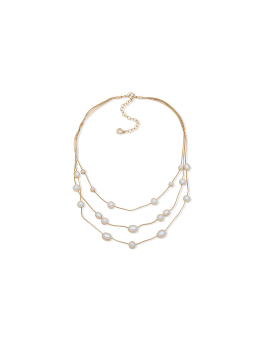 Anne Klein 16IN Stone Statement Multirow Necklace