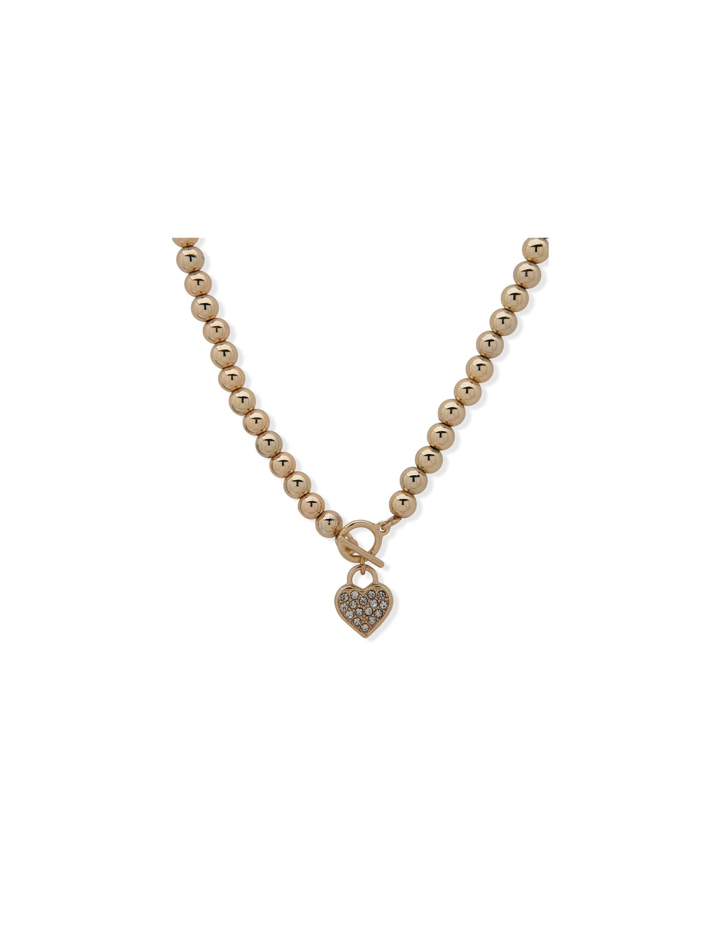 Anne Klein Crystal Heart Beaded Toggle Necklace
