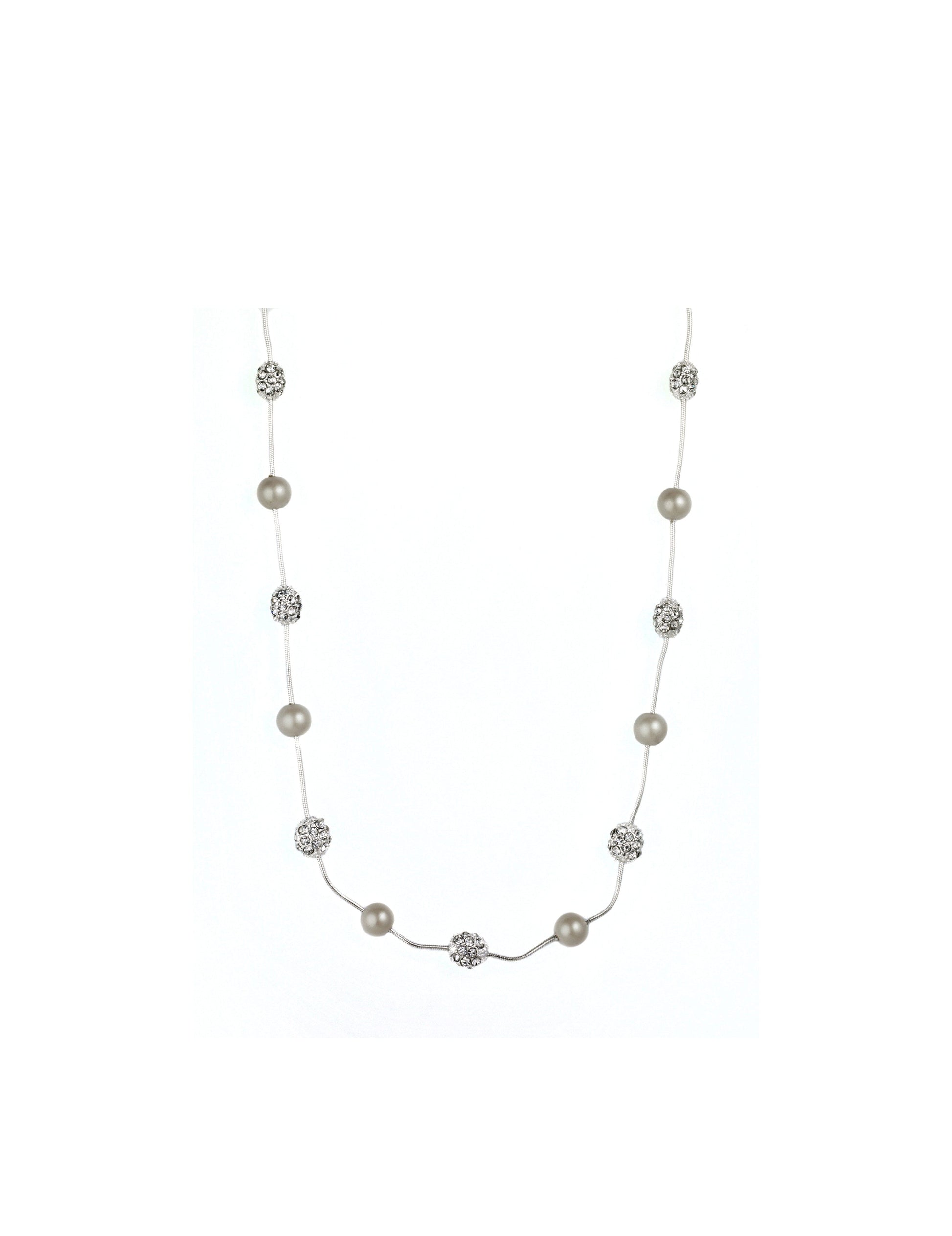 Anne Klein Faux Pearl & Crystal Fireball Station Necklace