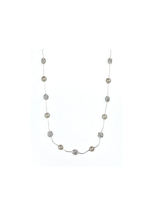 Anne Klein Faux Pearl & Crystal Fireball Station Necklace