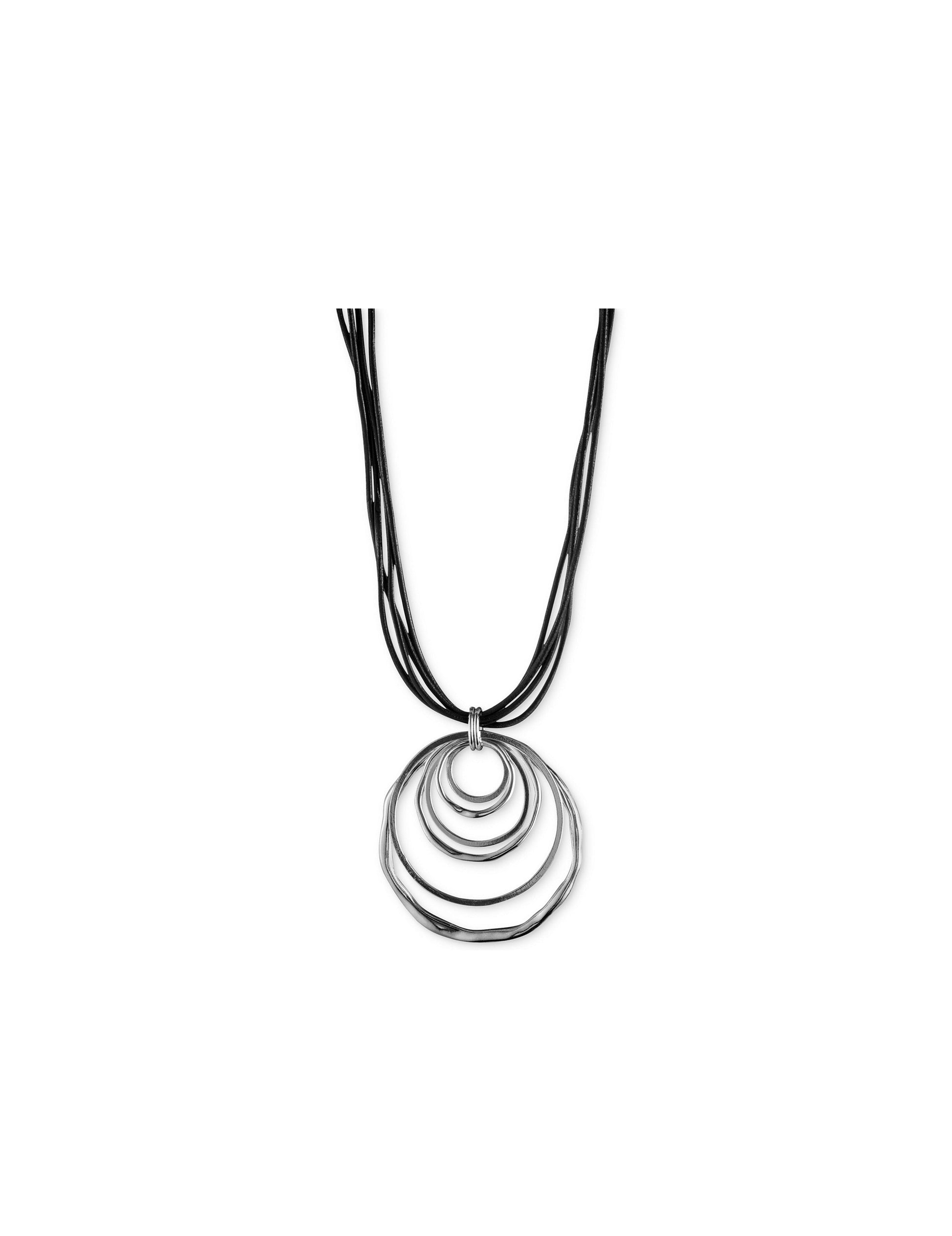 Anne Klein Multi Hoop Pendant Necklace Silver & Black