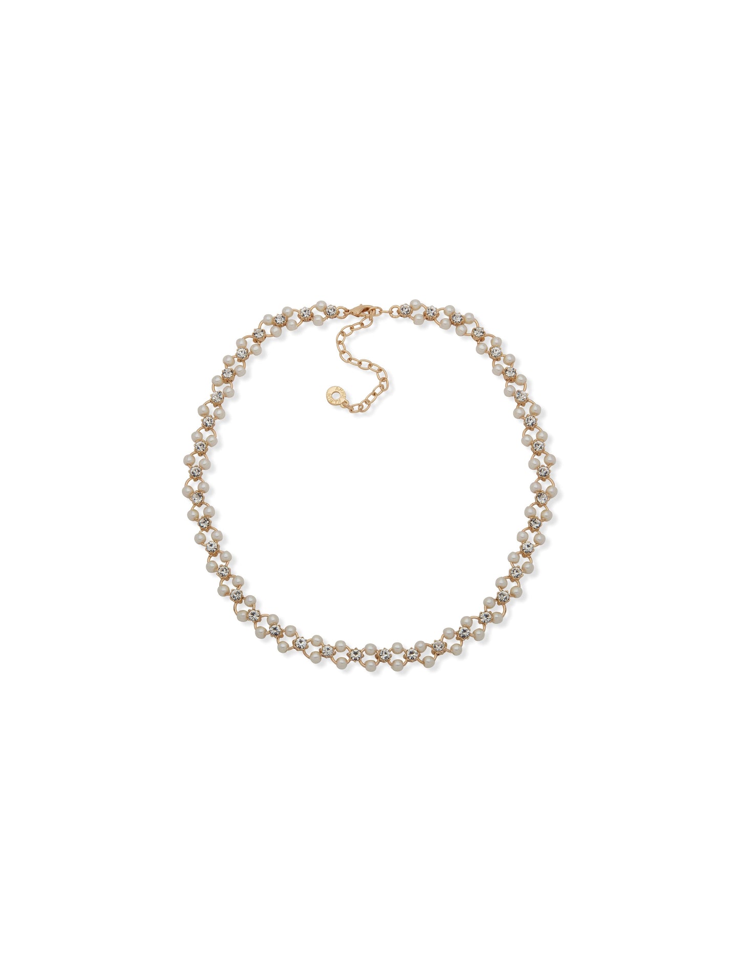 Anne Klein Open Faux Pearl Station Collar Necklace Gold