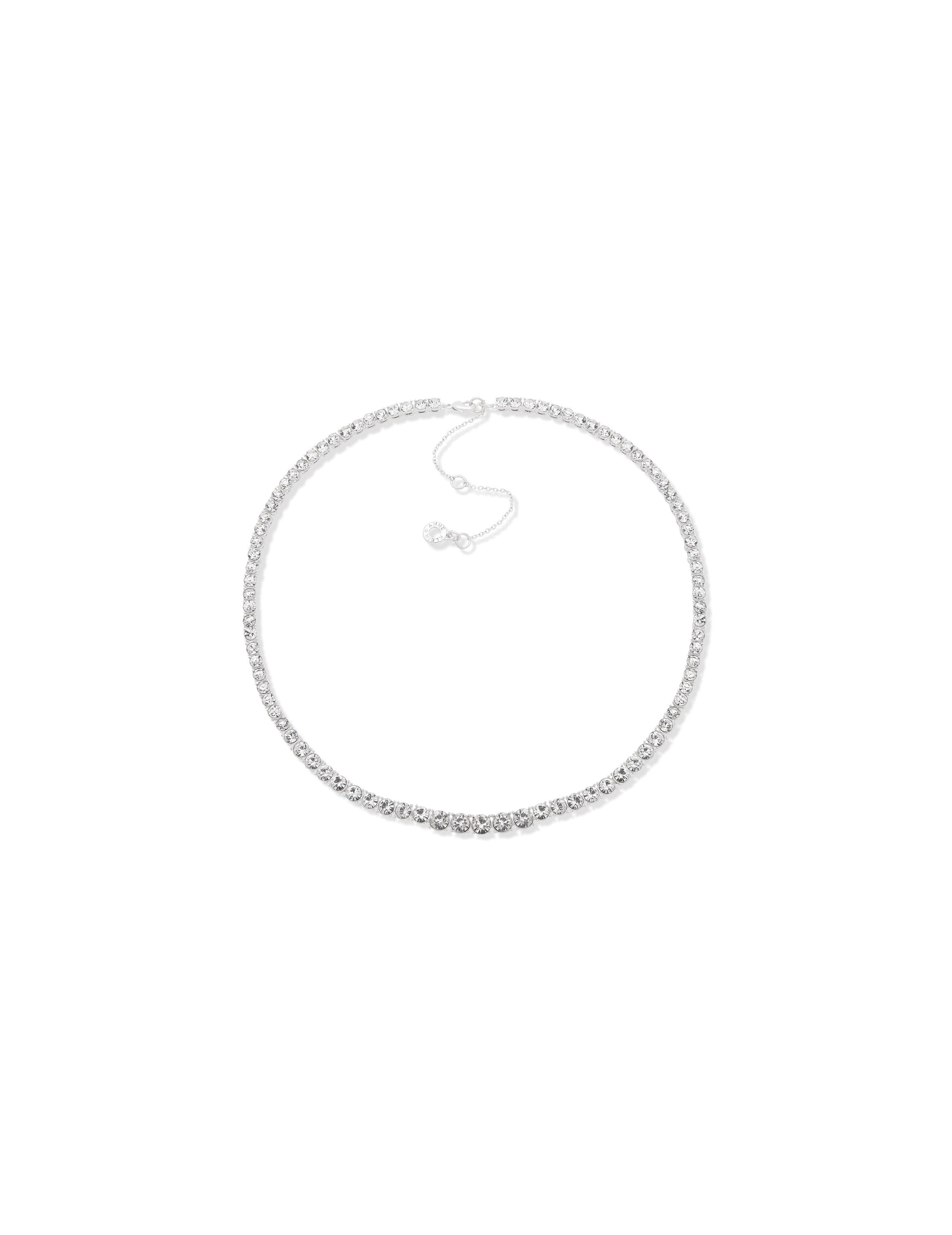 Anne Klein Silver Prong Round Stone Collar Necklace