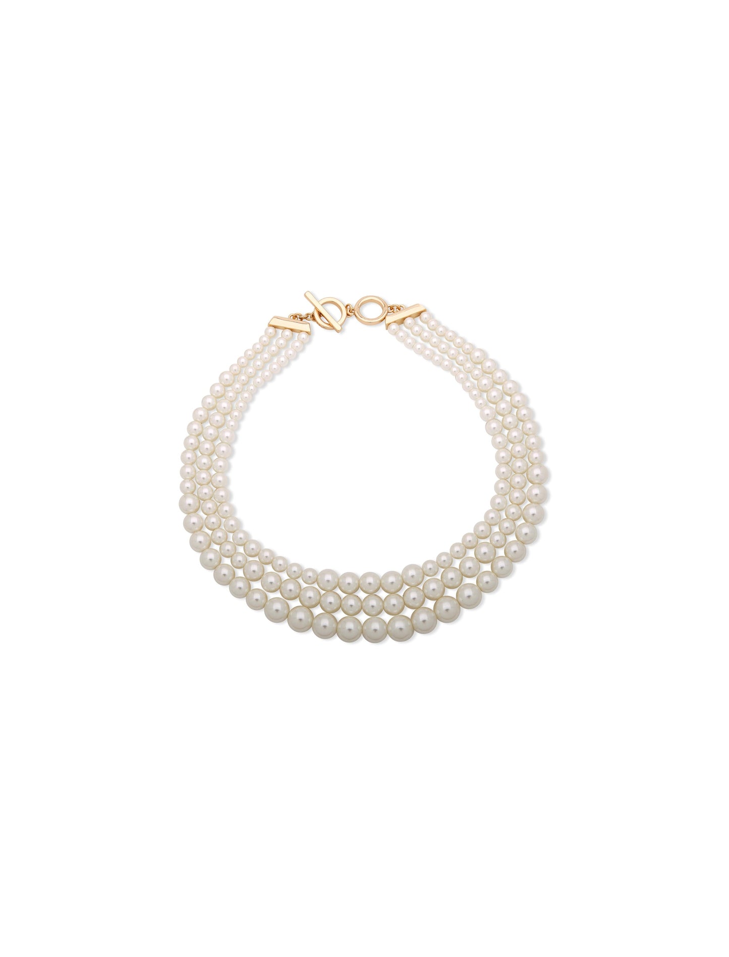Anne Klein Multi Row Faux Pearl Collar Necklace
