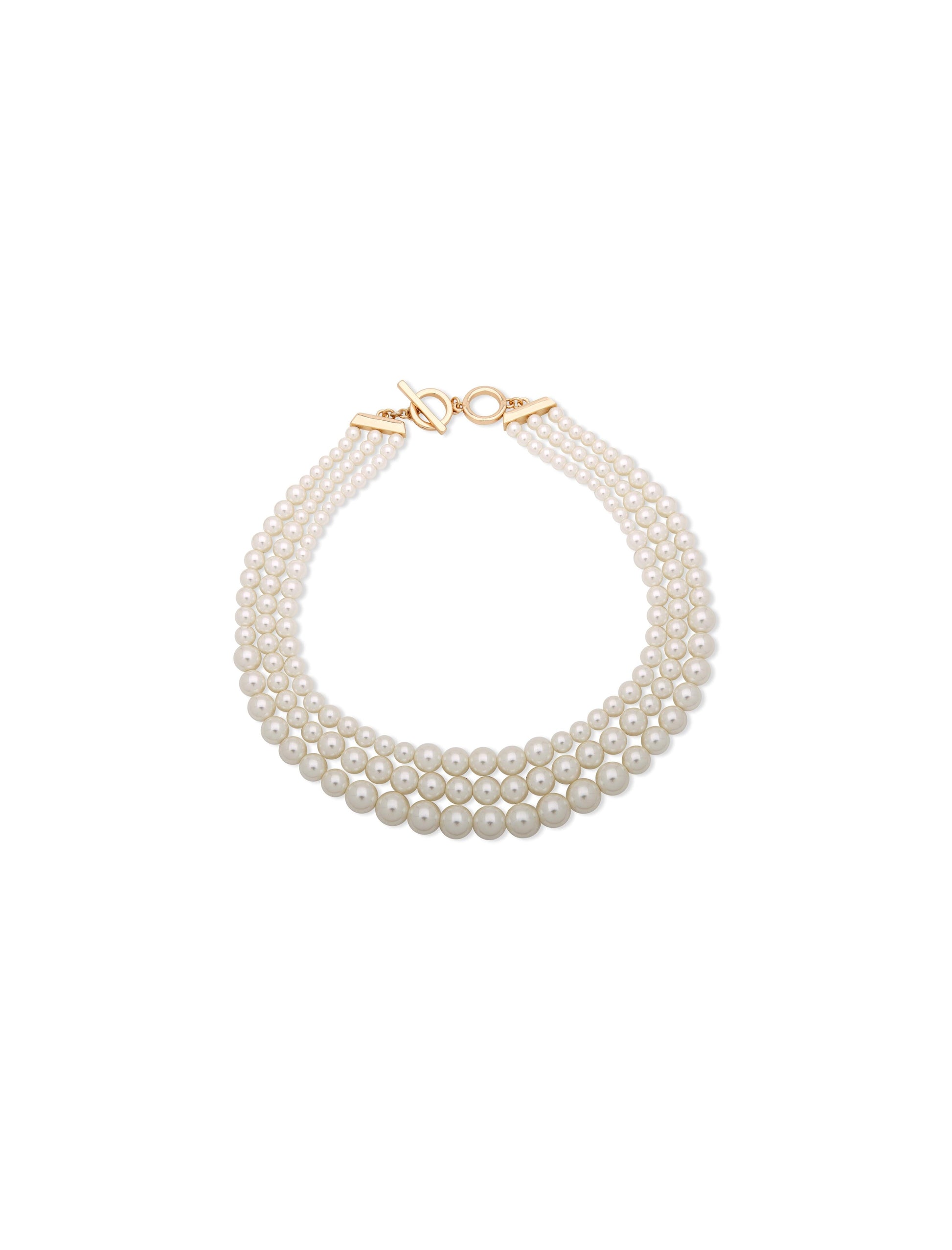 Anne Klein Multi Row Faux Pearl Collar Necklace