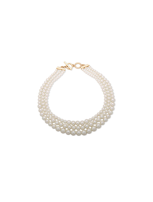 Anne Klein Multi Row Faux Pearl Collar Necklace