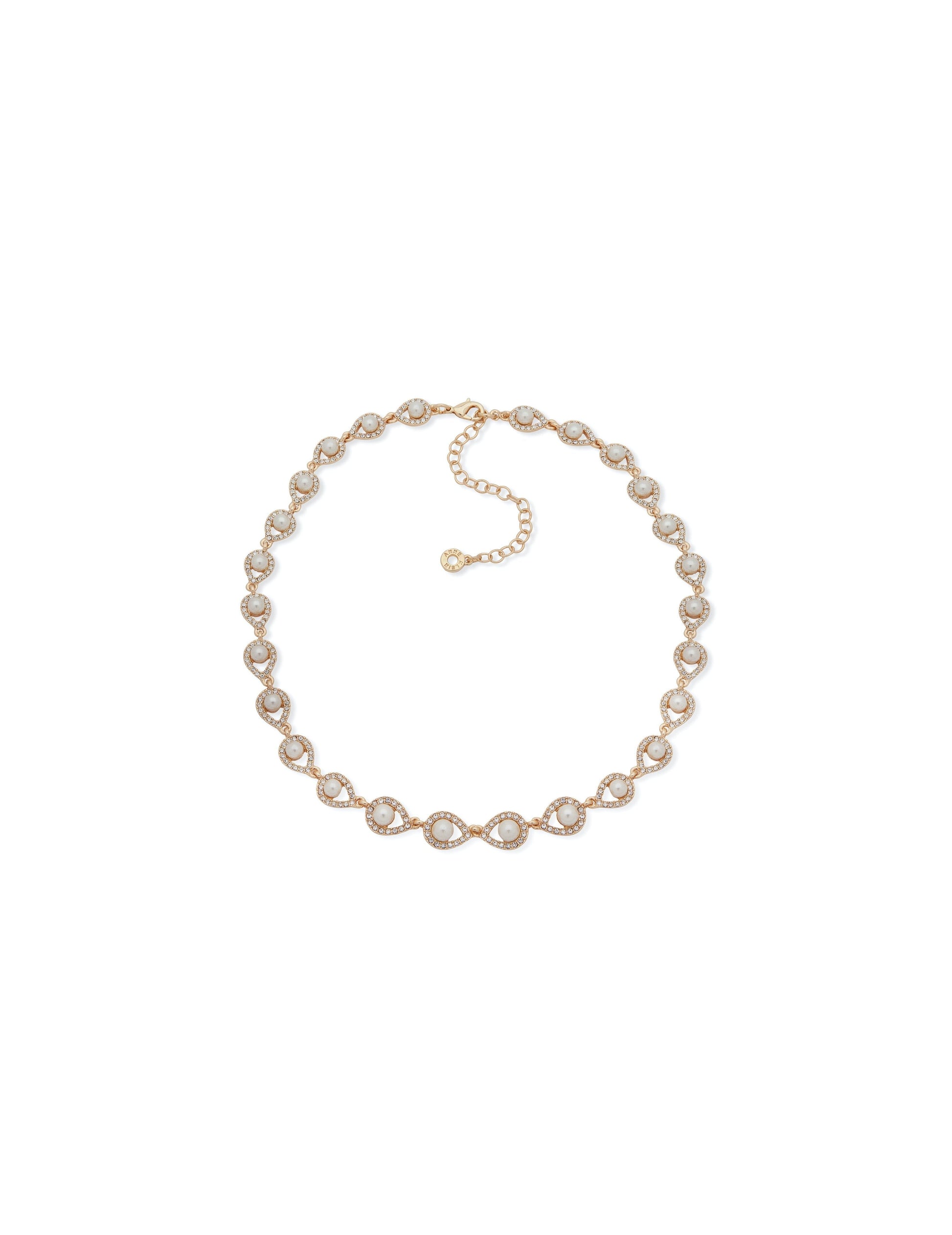 Anne Klein Gold-Tone Faux Pearl Pavé Crystal Necklace