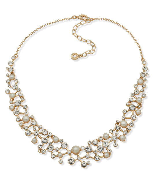 Anne Klein Cluster Stone and 16-Inch Collar Necklace
