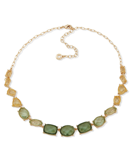 Anne Klein Stationed Stone Frontal Necklace