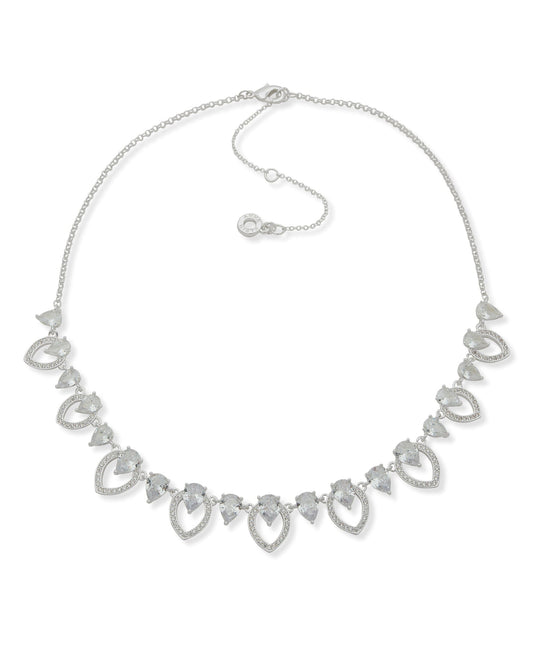 Anne Klein Navette and Stone Frontal Necklace