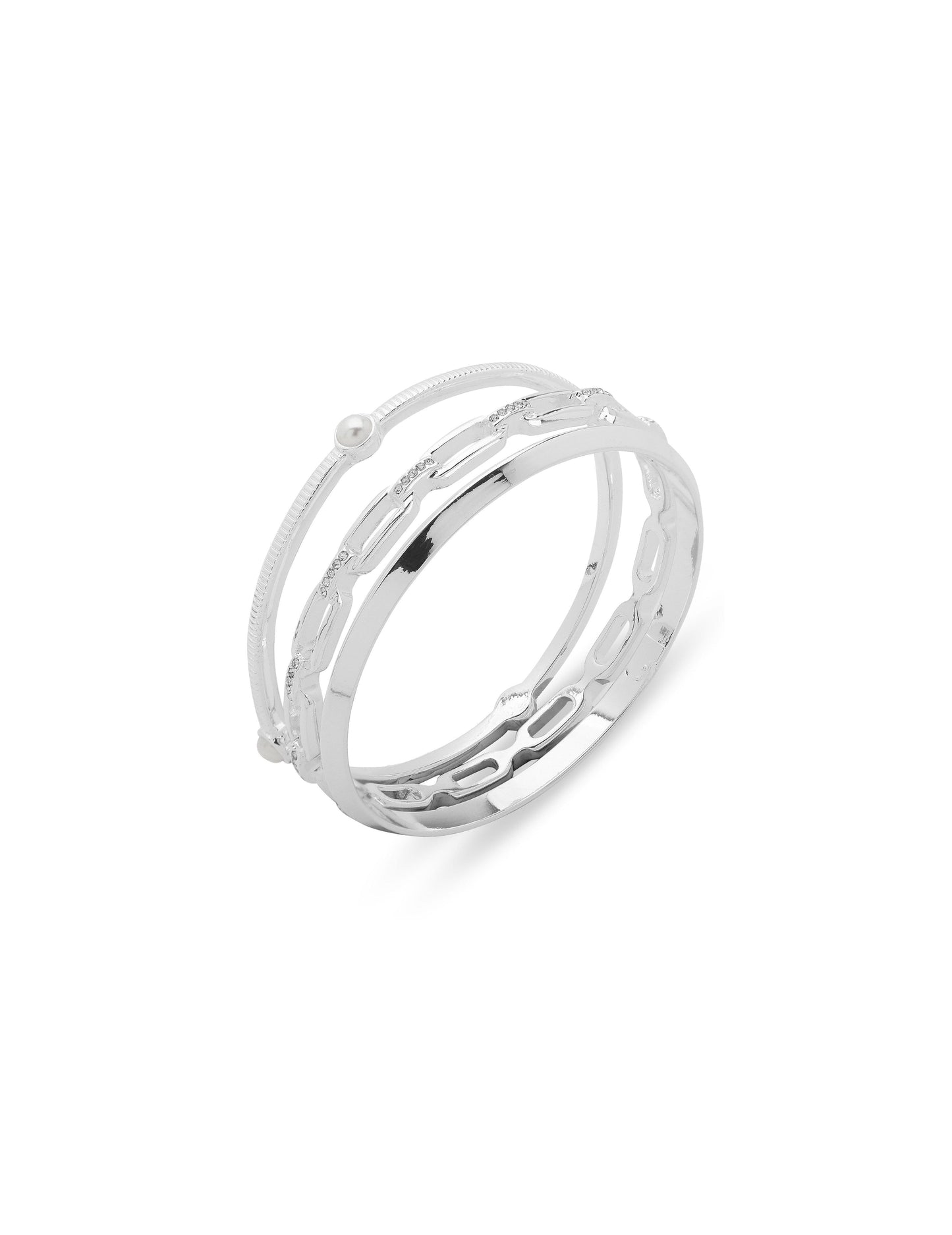 Anne Klein Links Bangle Bracelet Set in Gift Box