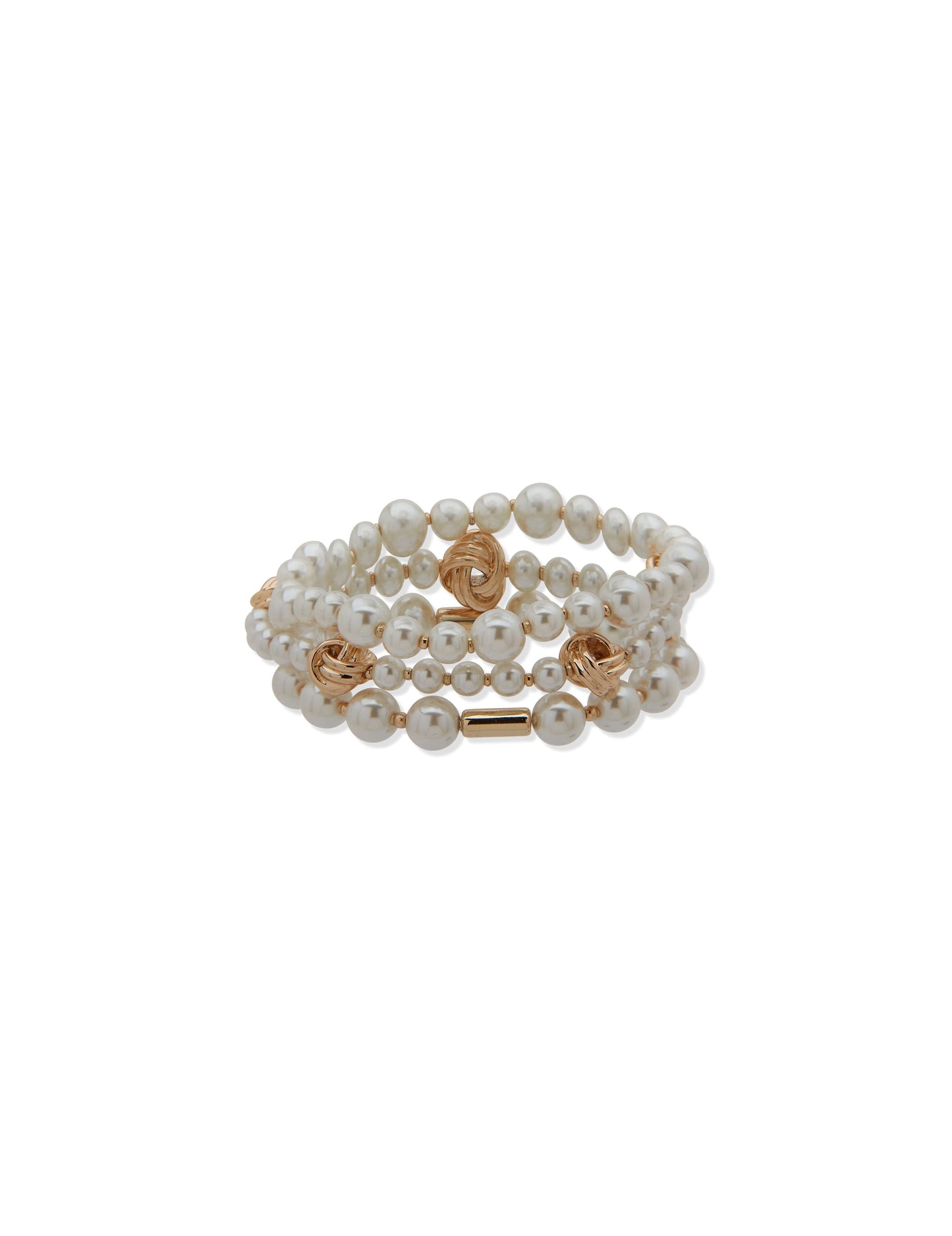 Anne Klein Pearl & Knot Stretch Bracelet Set