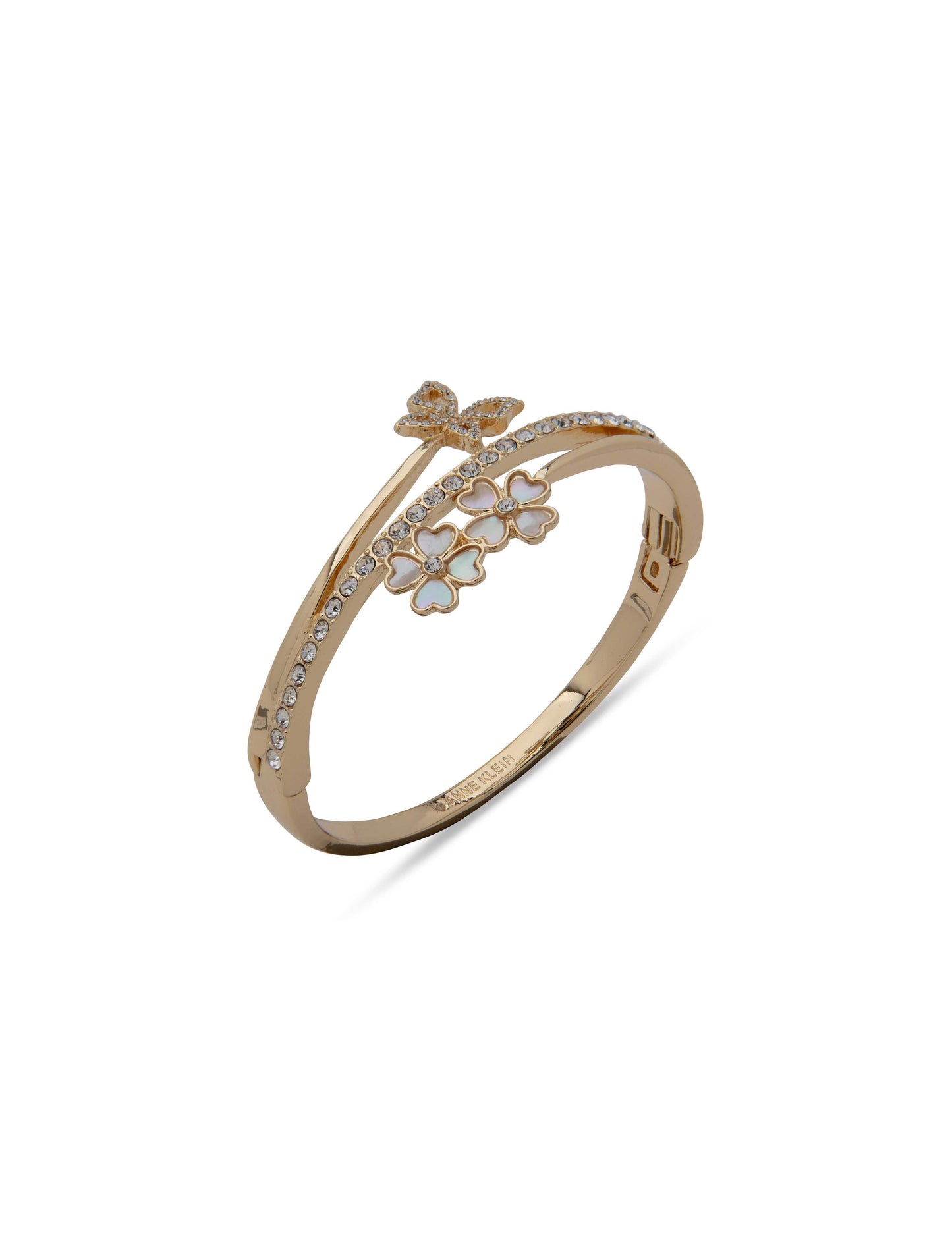 Anne Klein Crystal Butterfly & Flower Hinge Bangle