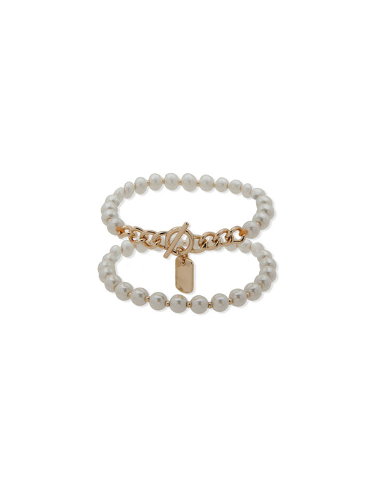 Anne Klein Faux Pearl Stretch Bracelet Set