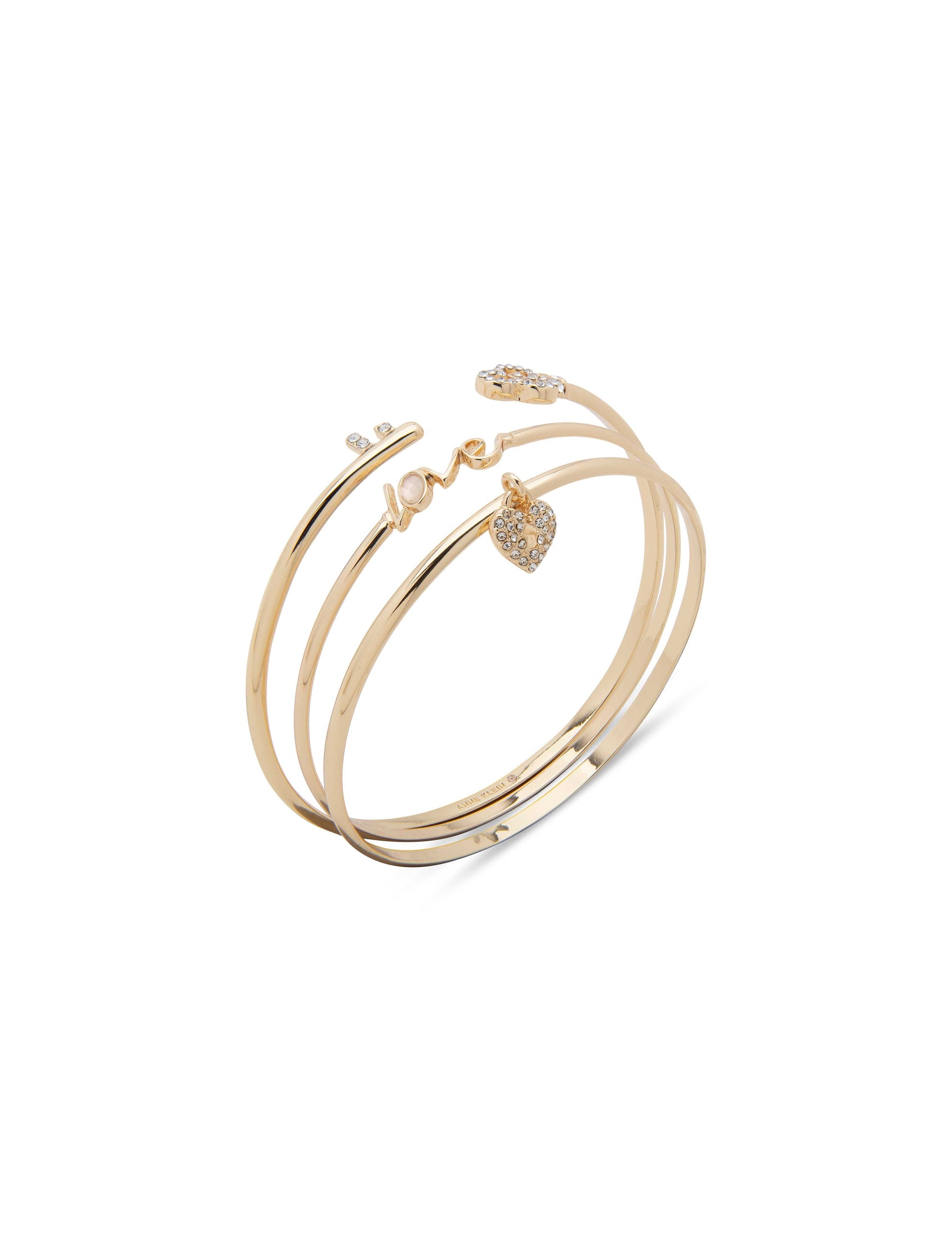 Anne Klein Love&Heart Bangle Bracelet Set Gold