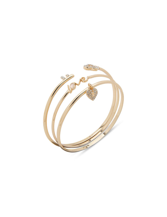Anne Klein Love&Heart Bangle Bracelet Set Gold