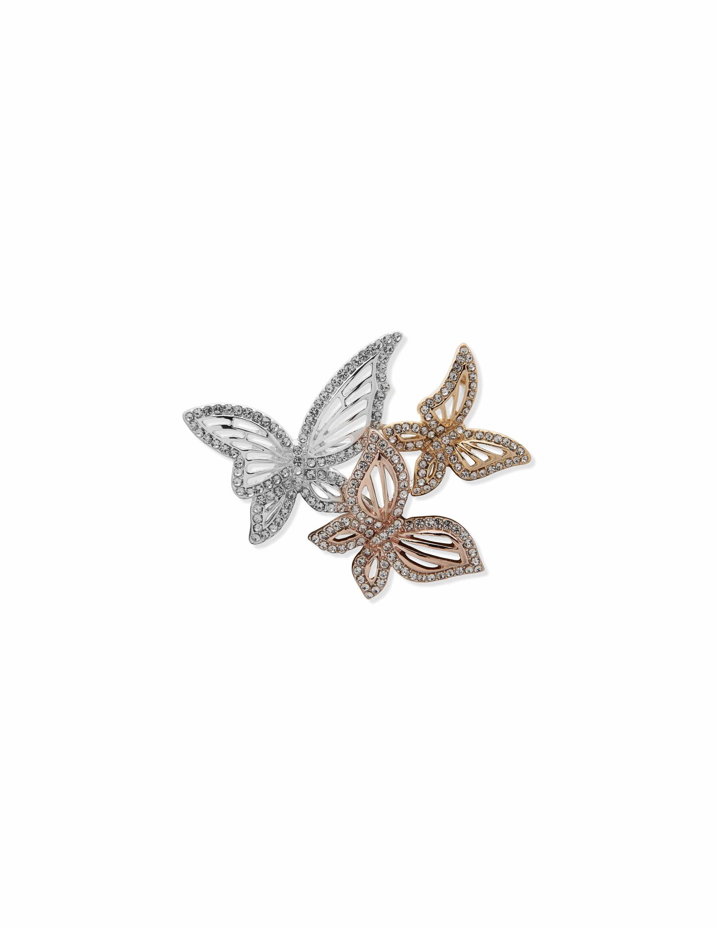 Anne Klein Trio Crystal Butterfly Brooch