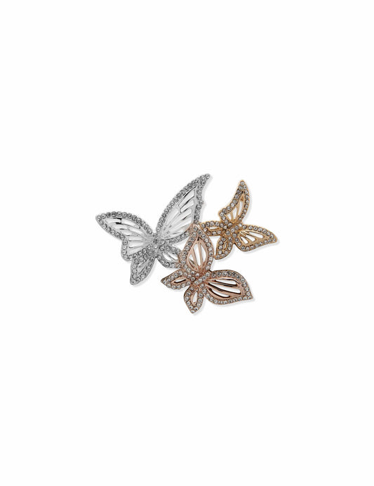 Anne Klein Trio Crystal Butterfly Brooch