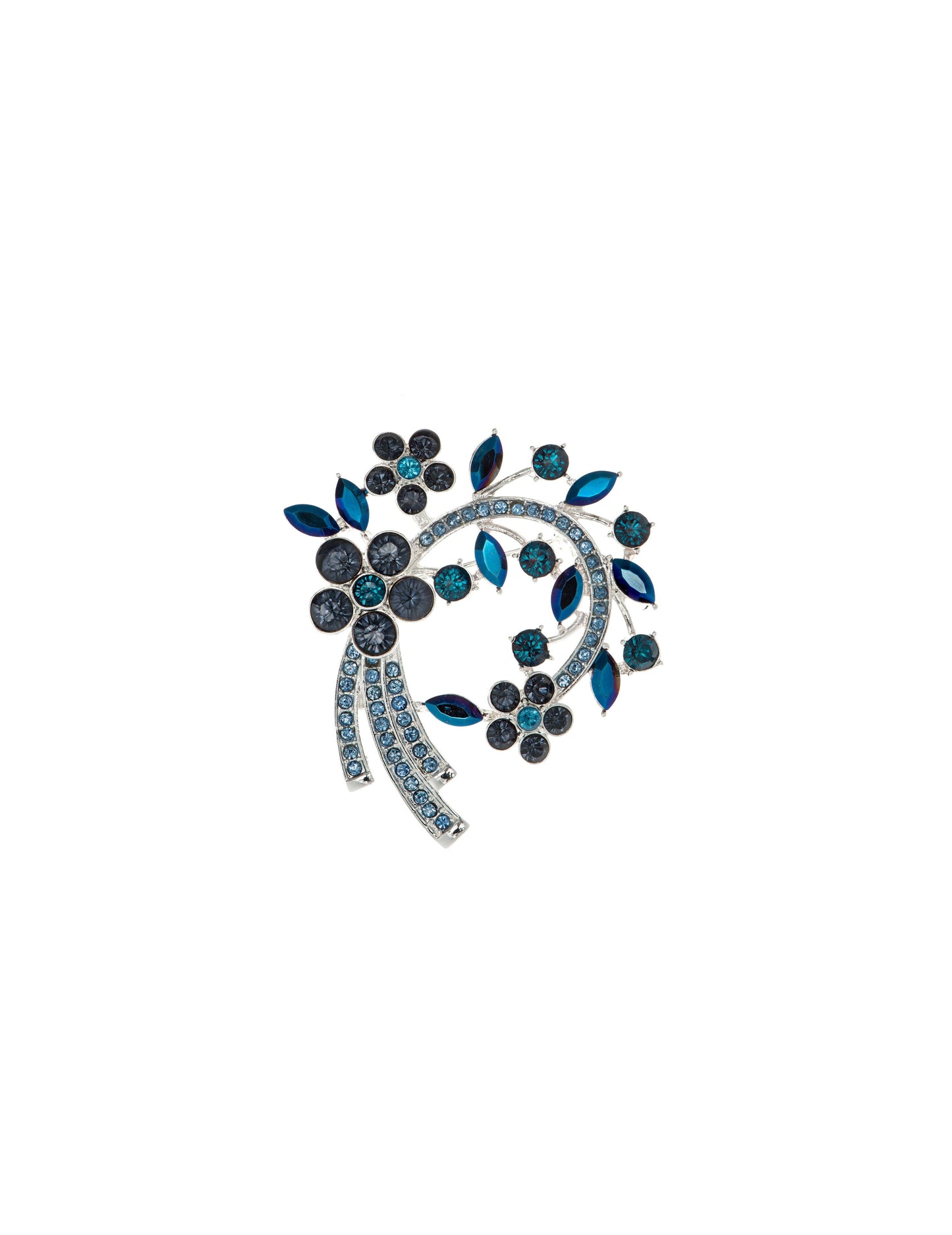 Anne Klein Arched Cluster Brooch in Blue Crystal