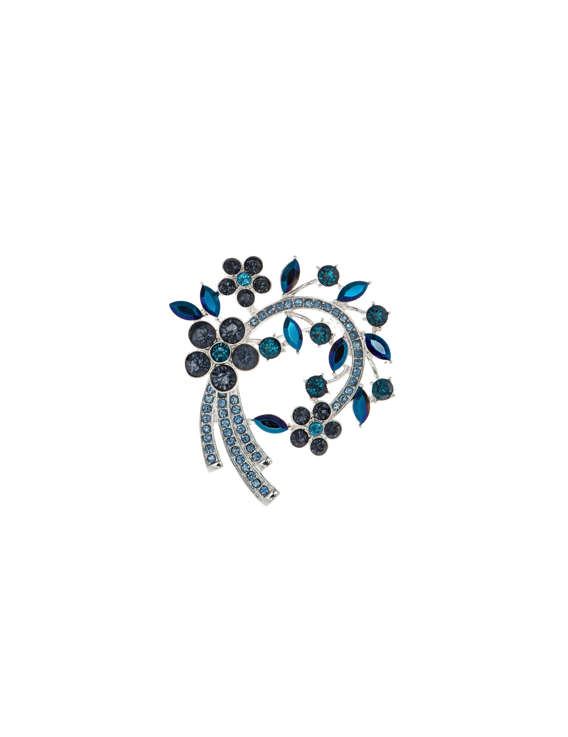 Anne Klein Arched Cluster Brooch in Blue Crystal