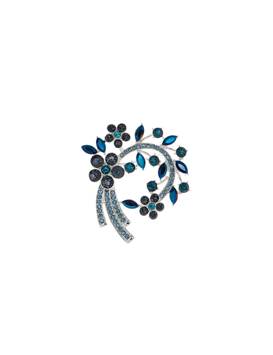 Anne Klein Arched Cluster Brooch in Blue Crystal