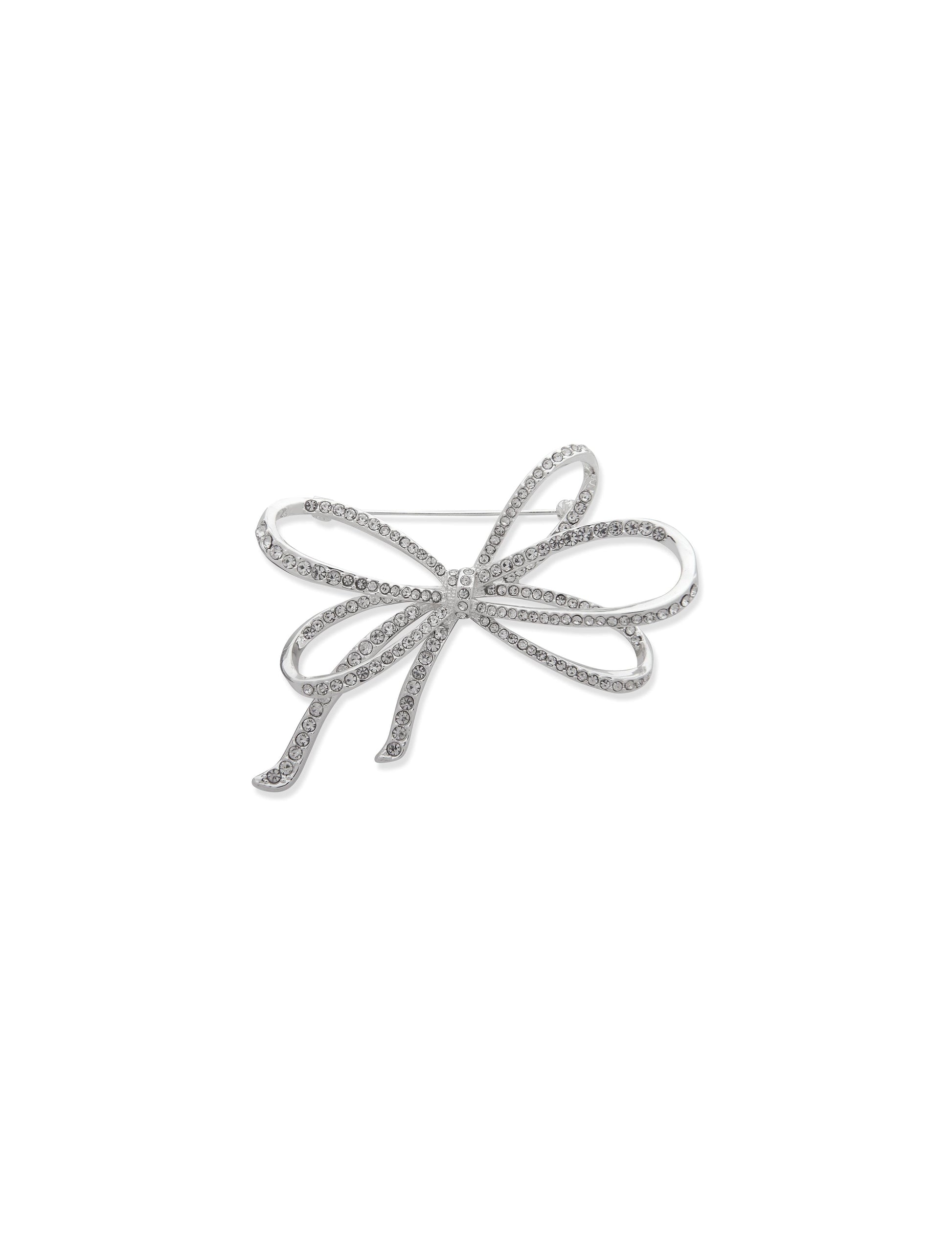 Anne Klein Sparkling Bow Brooch with Crystal Detail