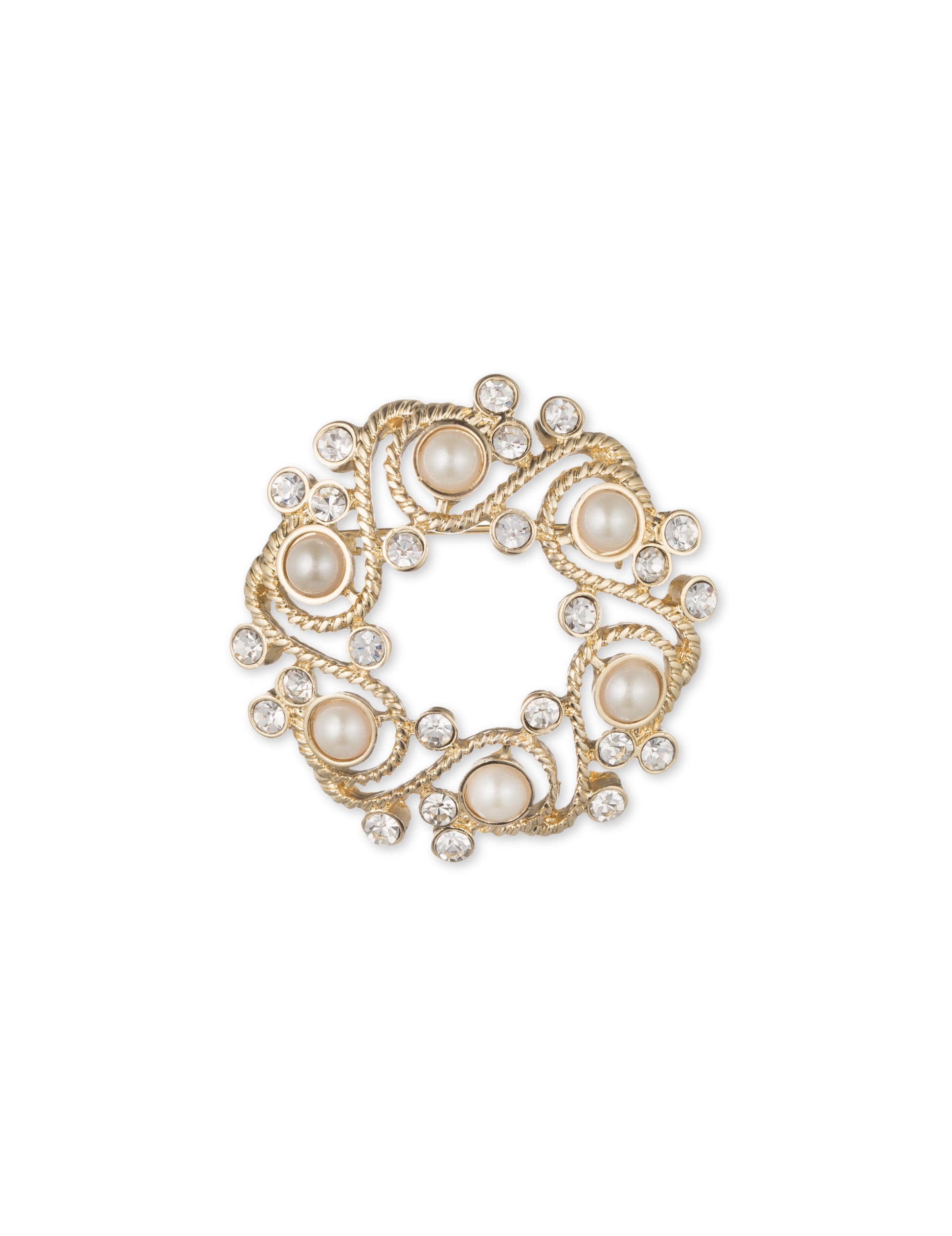 Anne Klein Faux Pearl Wreath Brooch