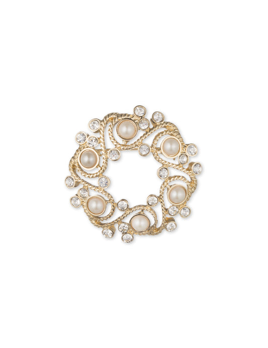 Anne Klein Faux Pearl Wreath Brooch