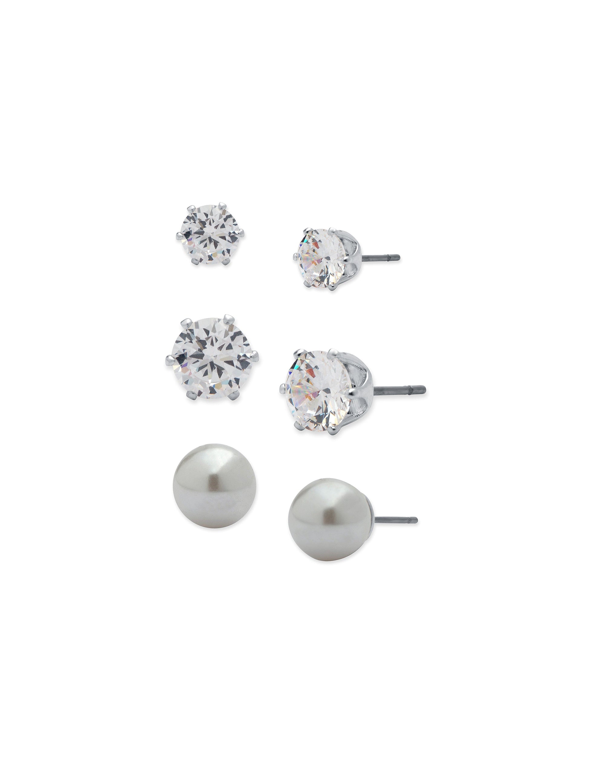 Anne Klein CZ and Pearl Stud Earring Set
