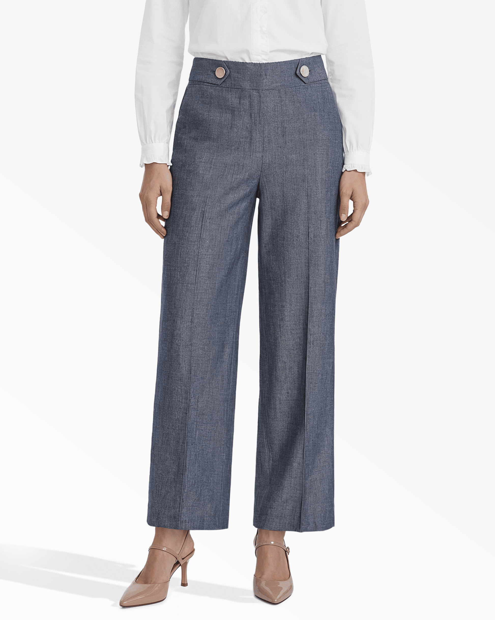 Anne Klein High-Rise Wide Leg Pull-On Trousers