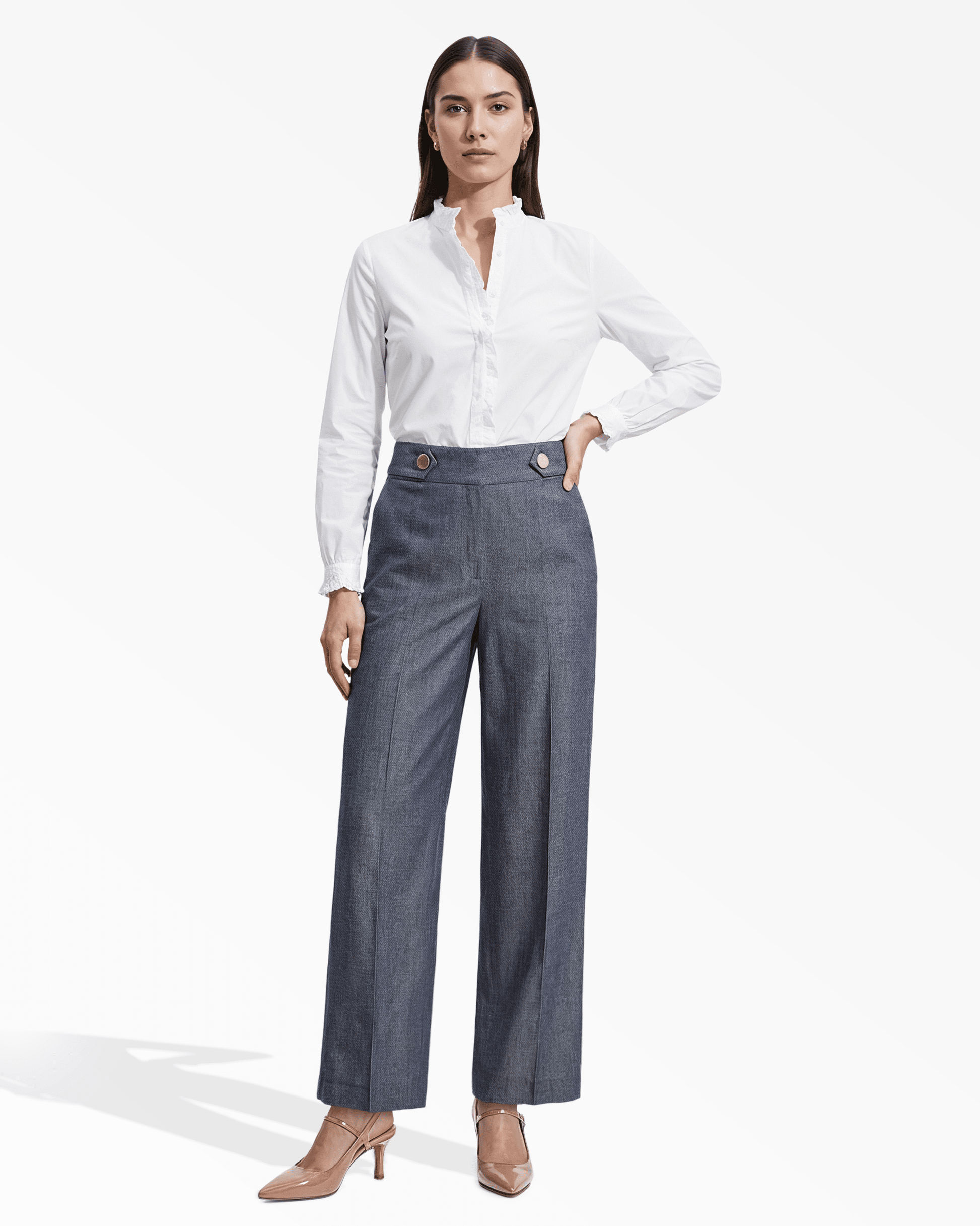Anne Klein High-Rise Wide Leg Pull-On Trousers