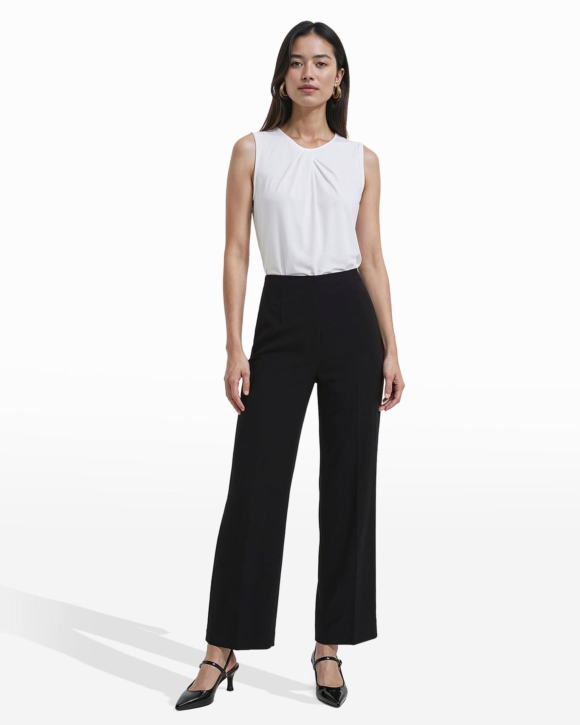 Anne Klein High Rise Cropped Wide Leg Pants