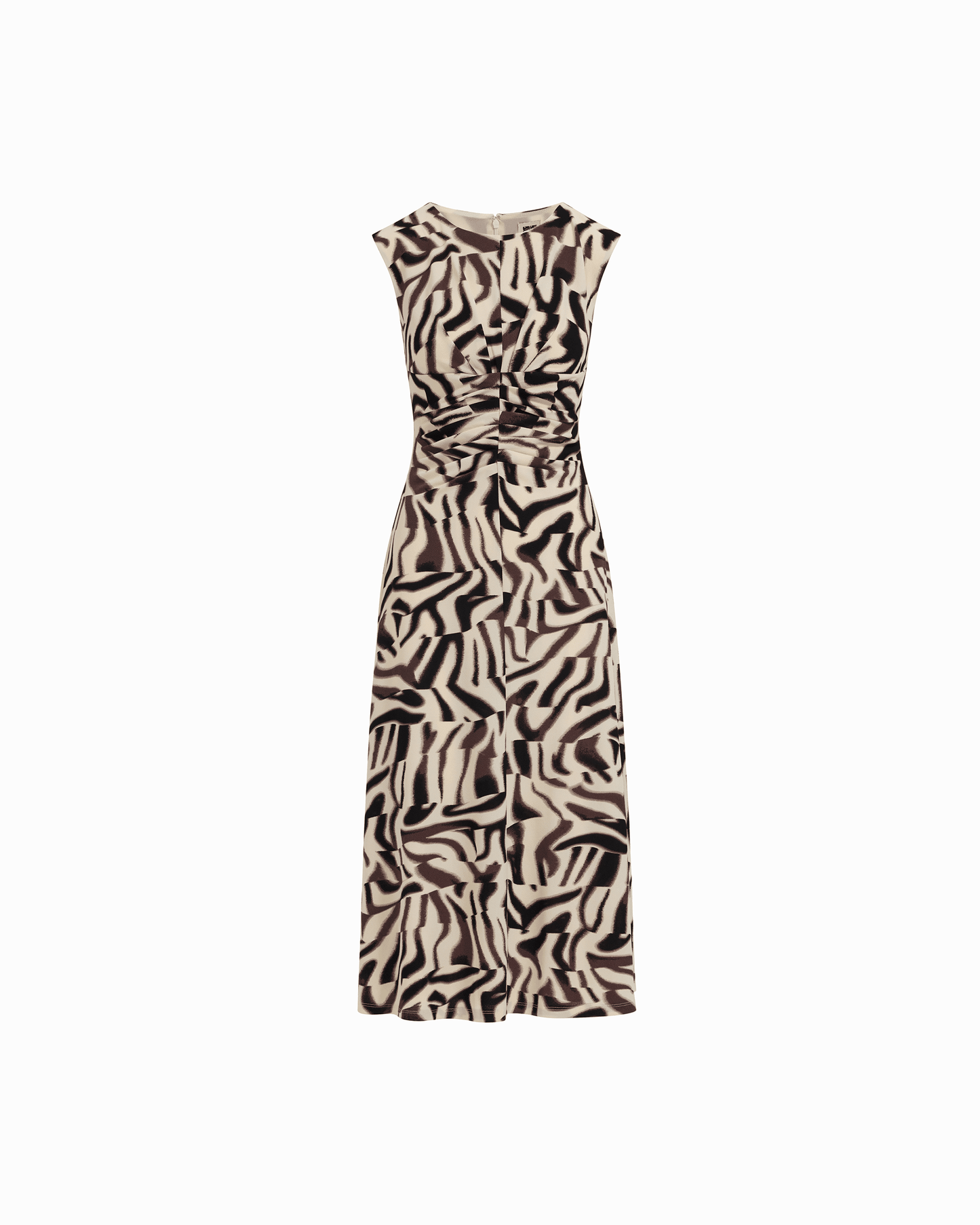 Anne Klein Ruched Waist Sleeveless Crew Neck Midi Dress