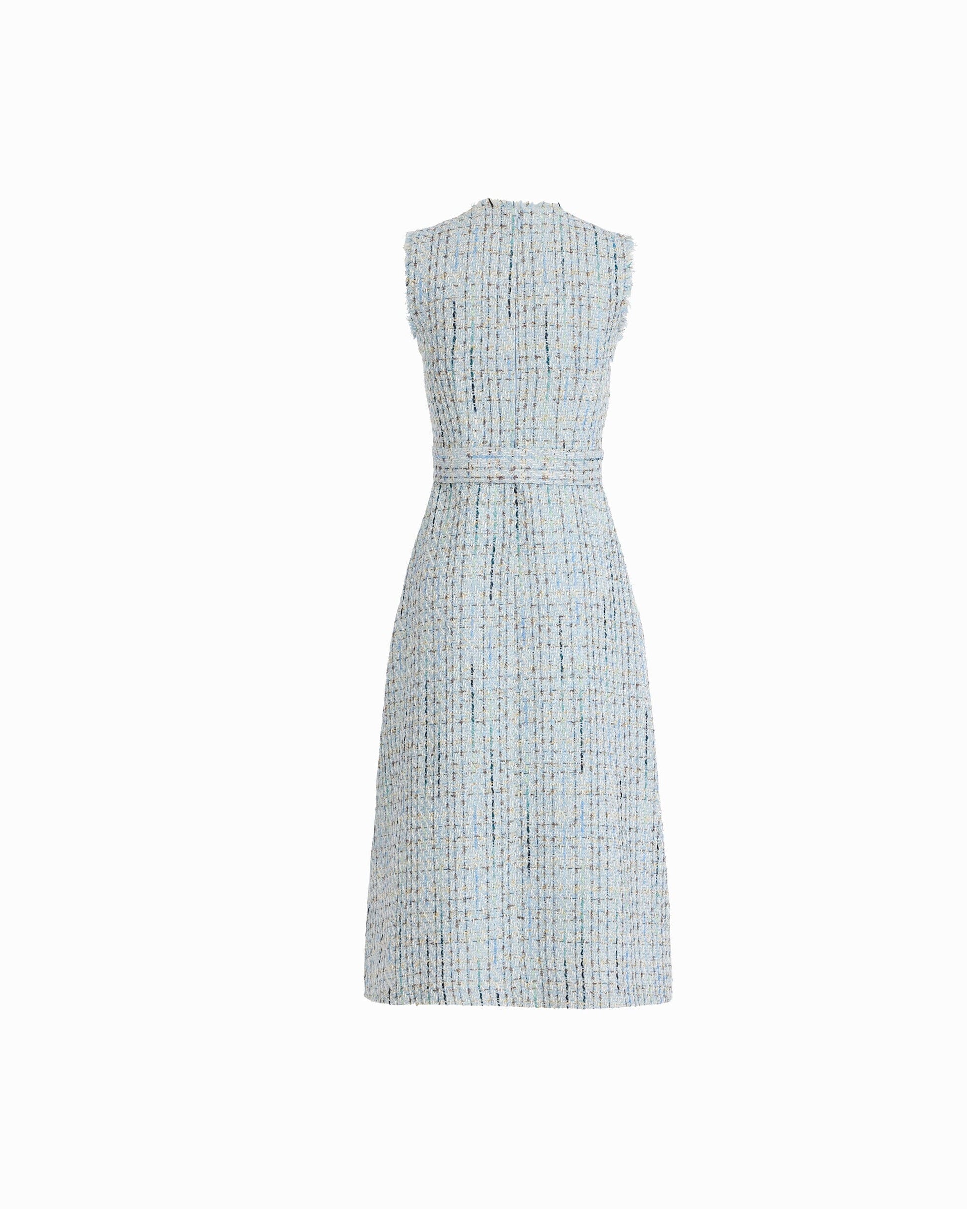 Anne Klein Fringed Tweed Midi Dress with Belt