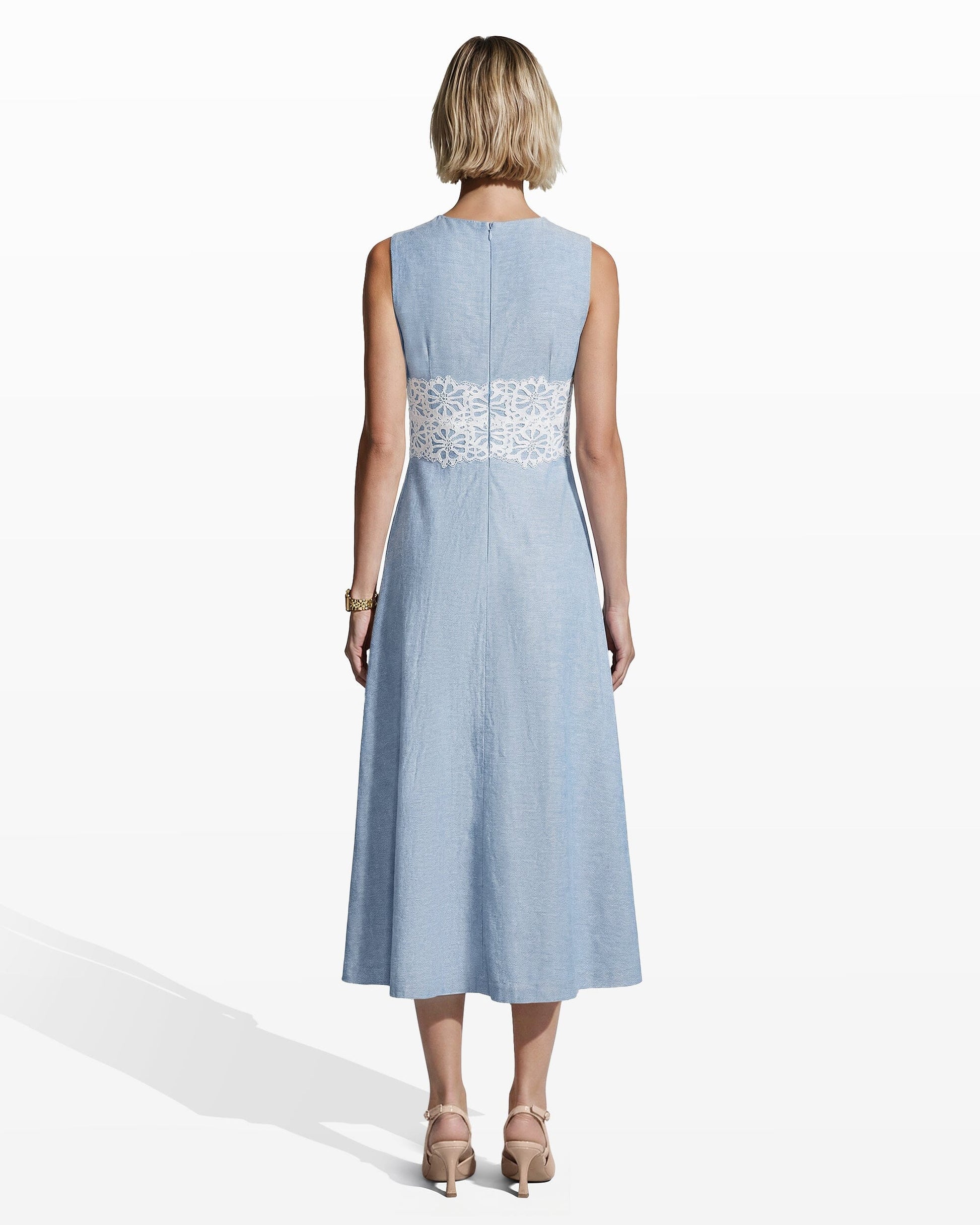 Anne Klein Sleeveless Midi Dress with Lace Inset